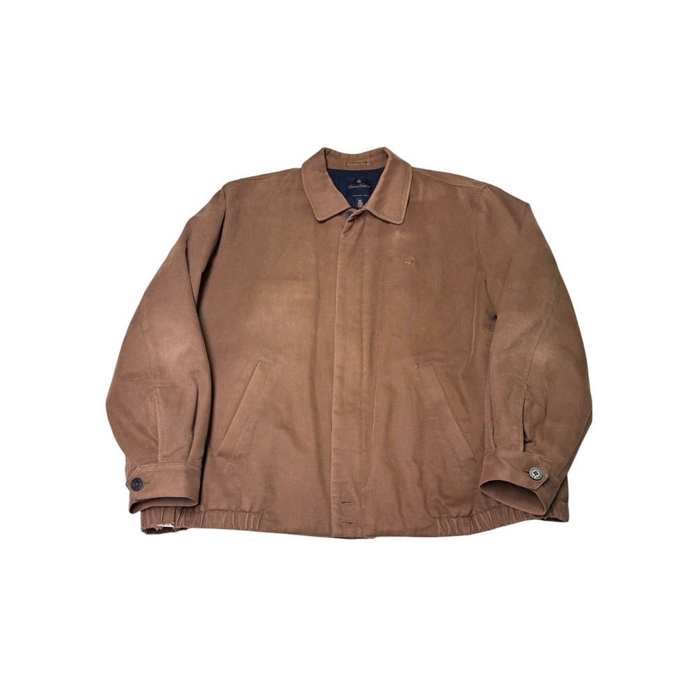 Brooks Brothers Mens XXL Brown Italian Cotton Twill‎ Harrington Jacket Quilted